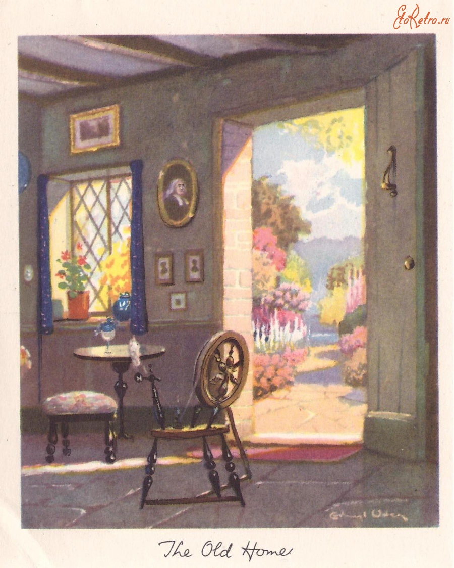Ретро открытки - Комната в старом доме