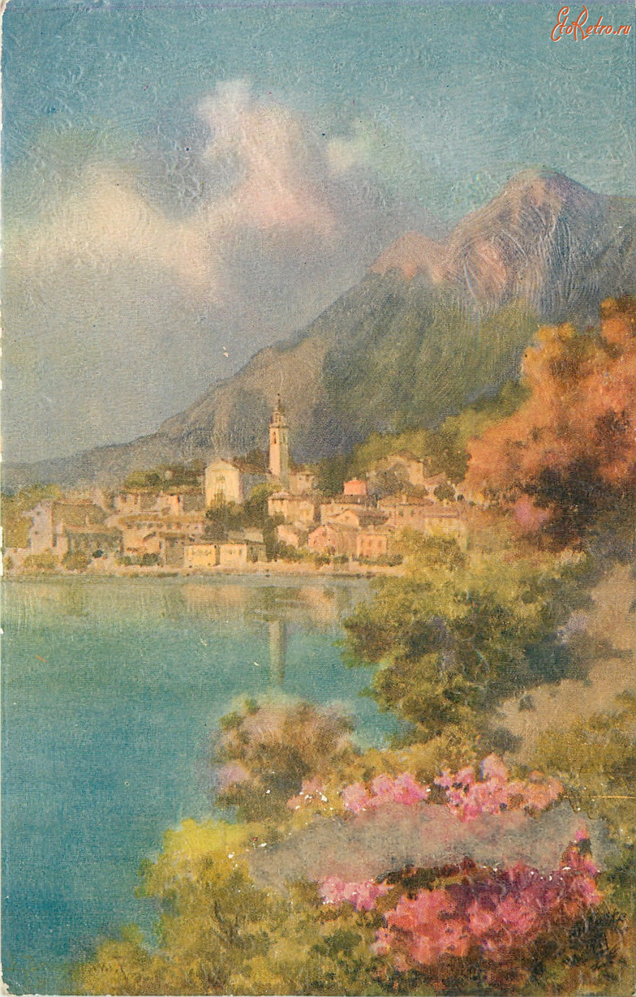 Ретро открытки - Городок Лимоне на озере Гарда