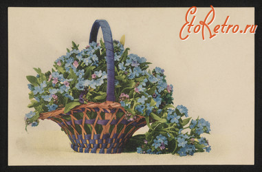 Ретро открытки - Ретро- пошівка. Квіти в кошику. Польша.