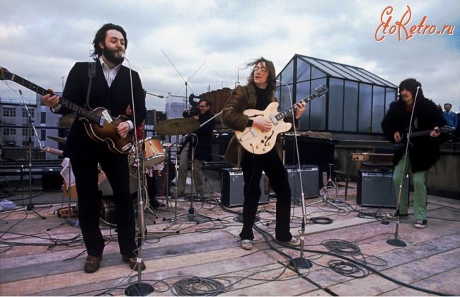 Лондон - Последний концерт Beatles на крыше в Лондоне, 1969.