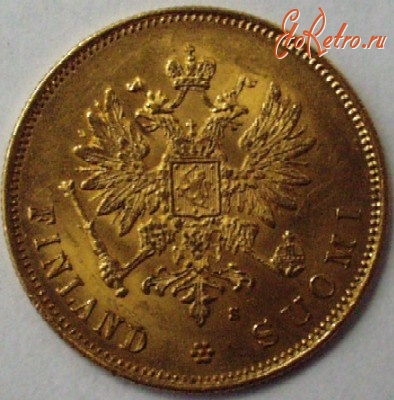 Старинные деньги (бумажные, монеты) - Александр II 10 марок Финляндия 1879 Au (зол)