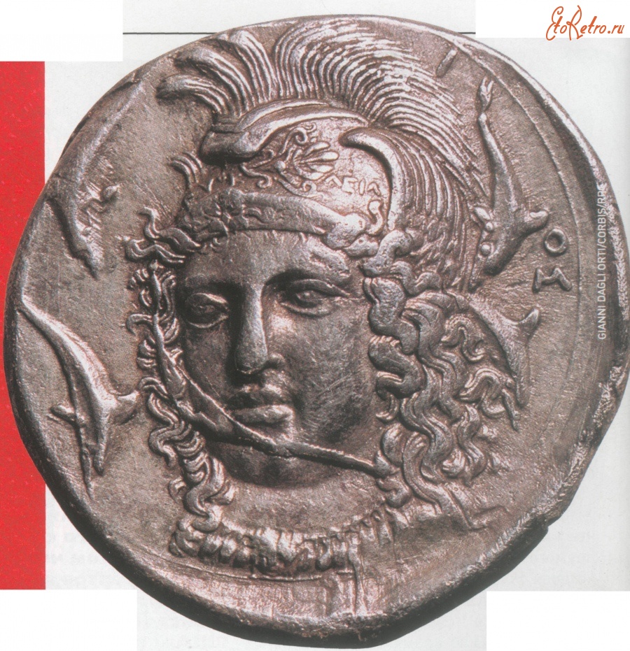 Старинные деньги (бумажные, монеты) - Серебряная тетрадрахма с дельфинами.
