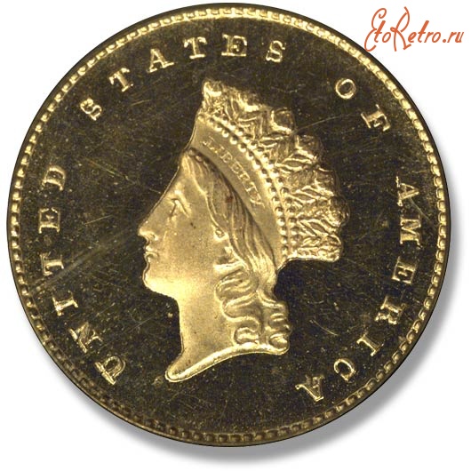 Старинные деньги (бумажные, монеты) - Аверс золотого доллара II типа