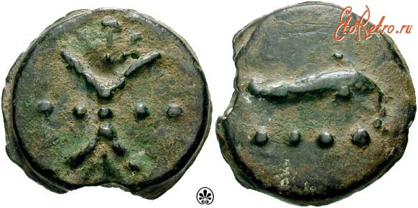 Старинные деньги (бумажные, монеты) - Римский триенс (ок. 241—235 гг. до н. э.)