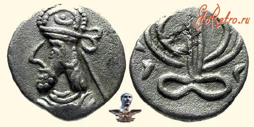 Старинные деньги (бумажные, монеты) - персидская гемидрахма неизвестного царя середины 2 века н.э.