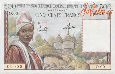 Старинные деньги (бумажные, монеты) - Экваториальная Африка и Камерун - 500 франков