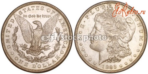 Старинные деньги (бумажные, монеты) - 1893, Морган доллар