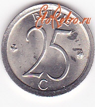 Старинные деньги (бумажные, монеты) - 25 сентим 1970г.Бельгия.