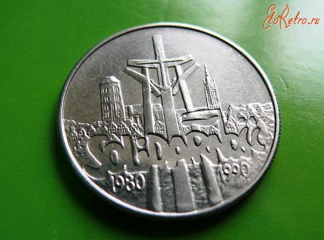Старинные деньги (бумажные, монеты) - Польша 10000 злотых 1990г (Солидарность)