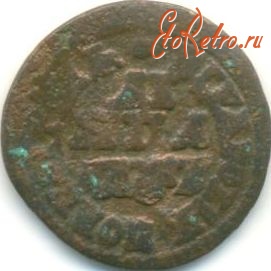 Старинные деньги (бумажные, монеты) - Денга 1702 года. Петр I