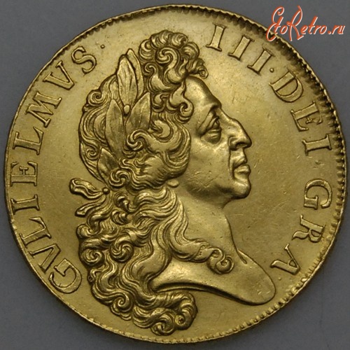 Старинные деньги (бумажные, монеты) - Монета 5 GUINEAS - Вильям ІІІ