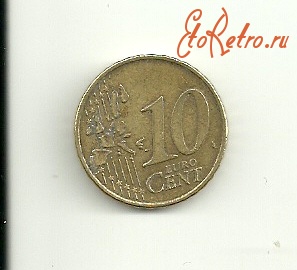 Старинные деньги (бумажные, монеты) - Десять евроцентов.