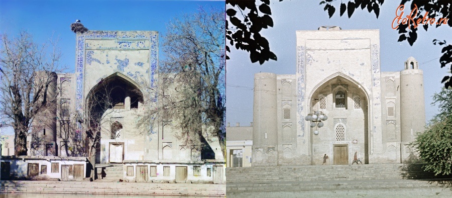 Узбекистан - Фотосравнения. Бухара. Ханака Дуан-Бегги в Лабихаузе, 1911-1959