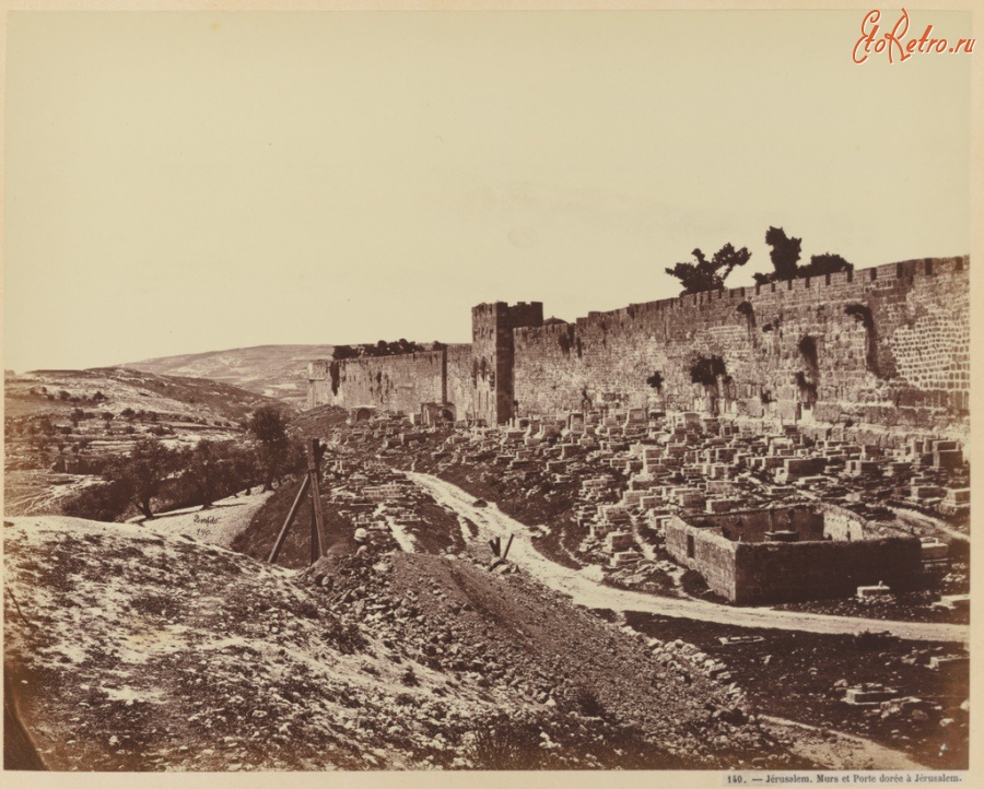 Израиль - Вид на древние стены Иерусалима, 1878