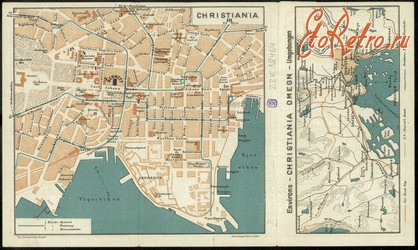 Норвегия - Крістіанія (Осло з 1925 р.). Карта.
