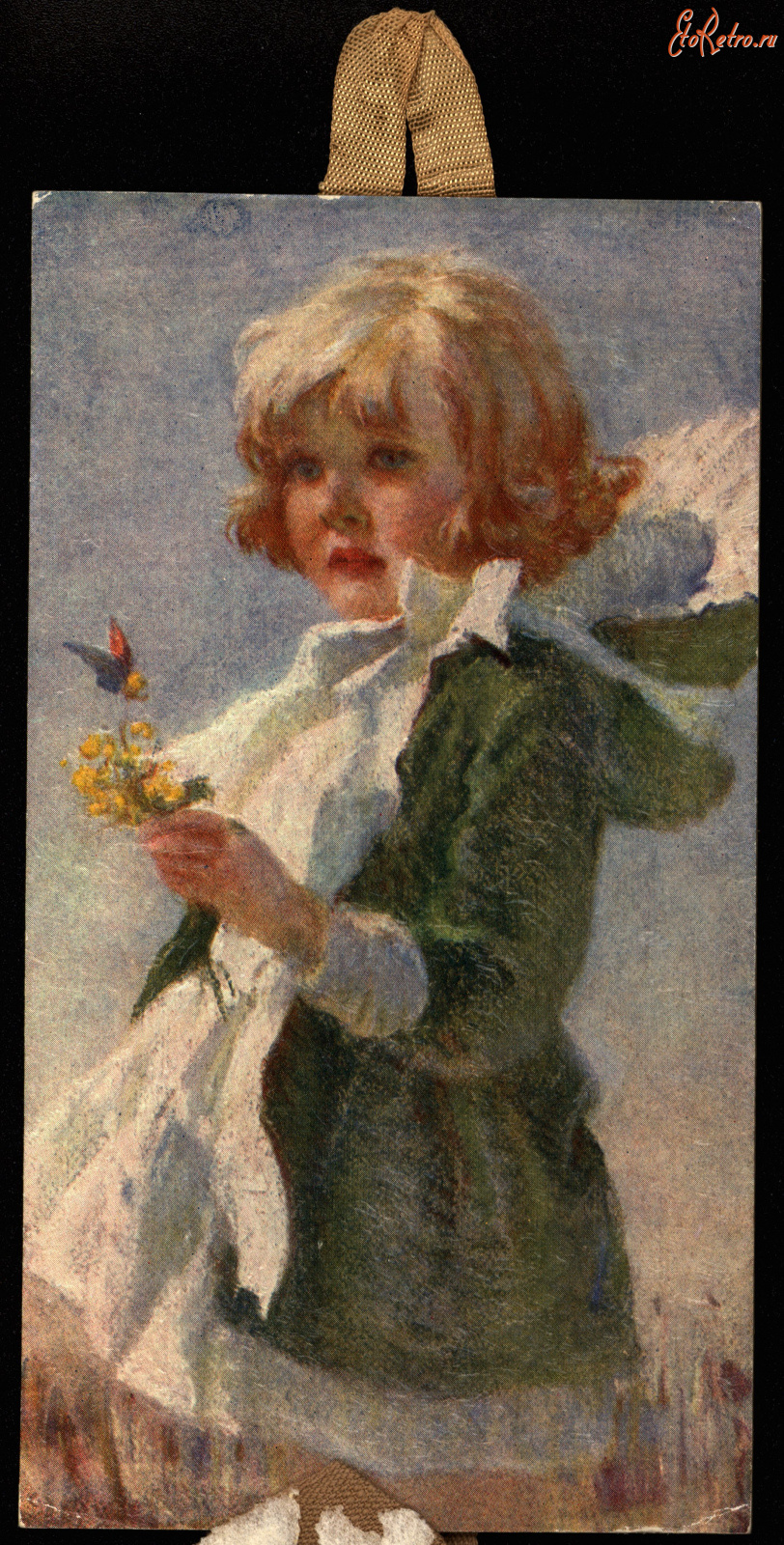 Пресса - Весна, Девочка с букетиком и бабочка