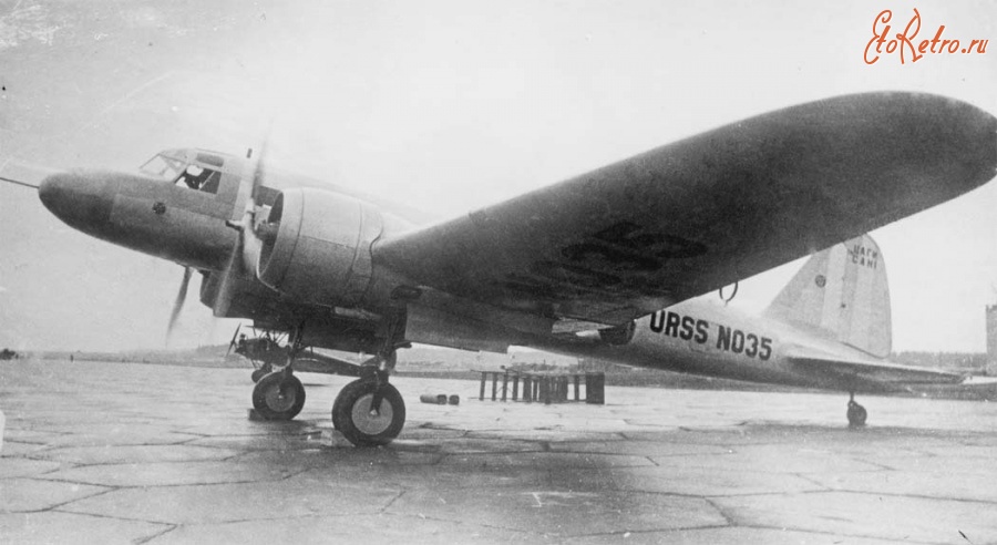 Авиация - АНТ-35 перед вылетом из Москвы в Париж, 1936 год.