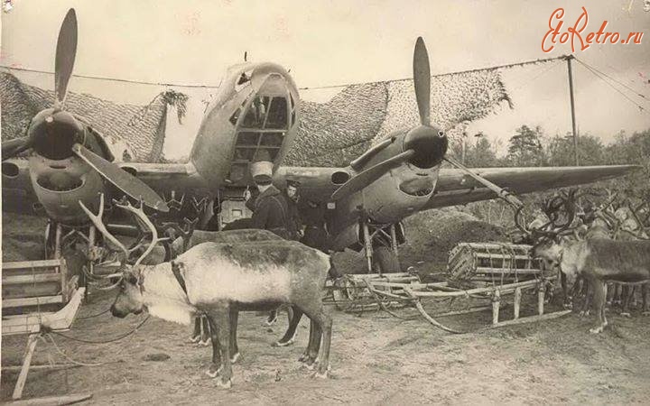 Авиация - Подвоз бомб на оленьих упряжках