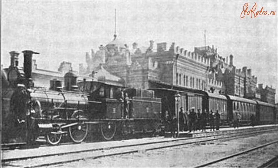 Железная дорога (поезда, паровозы, локомотивы, вагоны) - Паровоз серии Б с поездом на Бакинском вокзале.