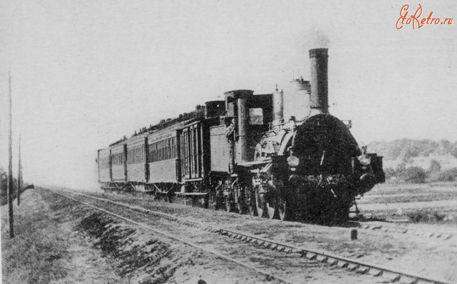 Железная дорога (поезда, паровозы, локомотивы, вагоны) - Паровоз №343 типа 1-2-1 с поездом,Франция.