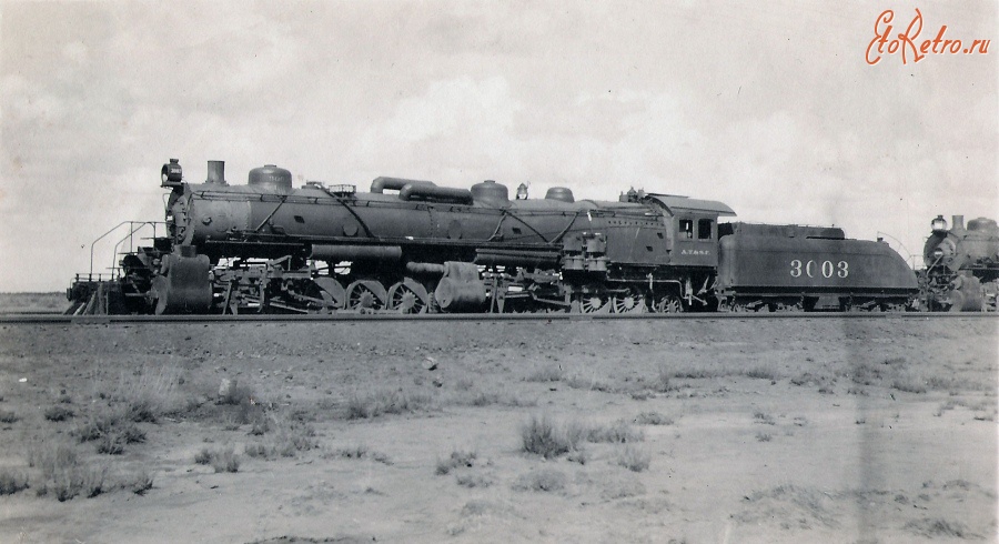 Железная дорога (поезда, паровозы, локомотивы, вагоны) - Паровоз №3003 системы Маллета 1-5-5-1,Уинслоу,штат Аризона,США