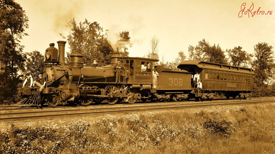 Железная дорога (поезда, паровозы, локомотивы, вагоны) - Паровоз №302 типа 1-3-0 Делавэр,Лакаванна и Западной железной дороги,США