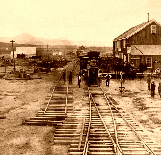 Железная дорога (поезда, паровозы, локомотивы, вагоны) - Станция Элко,штат Невада,США