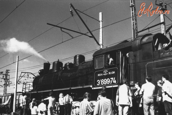Железная дорога (поезда, паровозы, локомотивы, вагоны) - Паровоз Эу699-74,Щербинка,Московская область