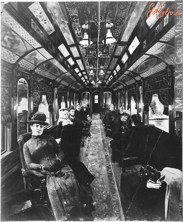 Железная дорога (поезда, паровозы, локомотивы, вагоны) - В поезде. XIX век.