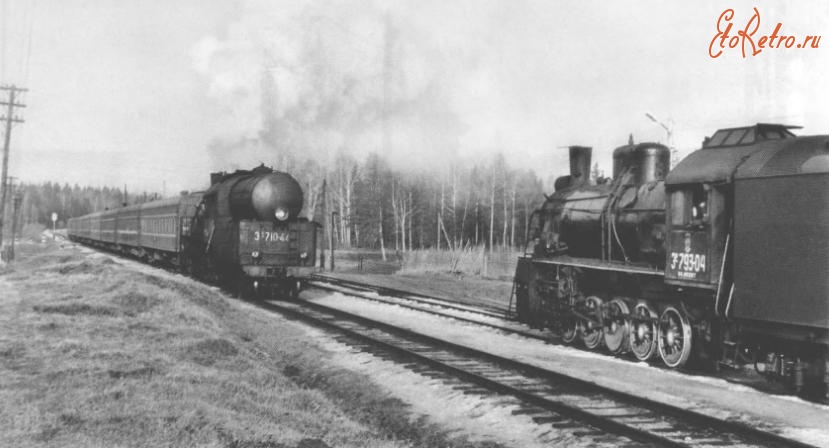 Железная дорога (поезда, паровозы, локомотивы, вагоны) - Паровозы Эр793-04 и Эм710-44