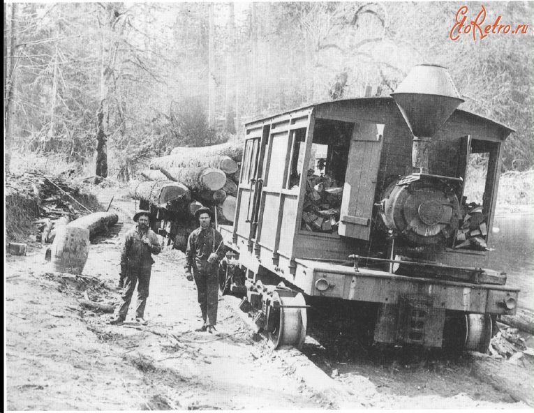 Железная дорога (поезда, паровозы, локомотивы, вагоны) - Паровоз на лесозаготовках,США