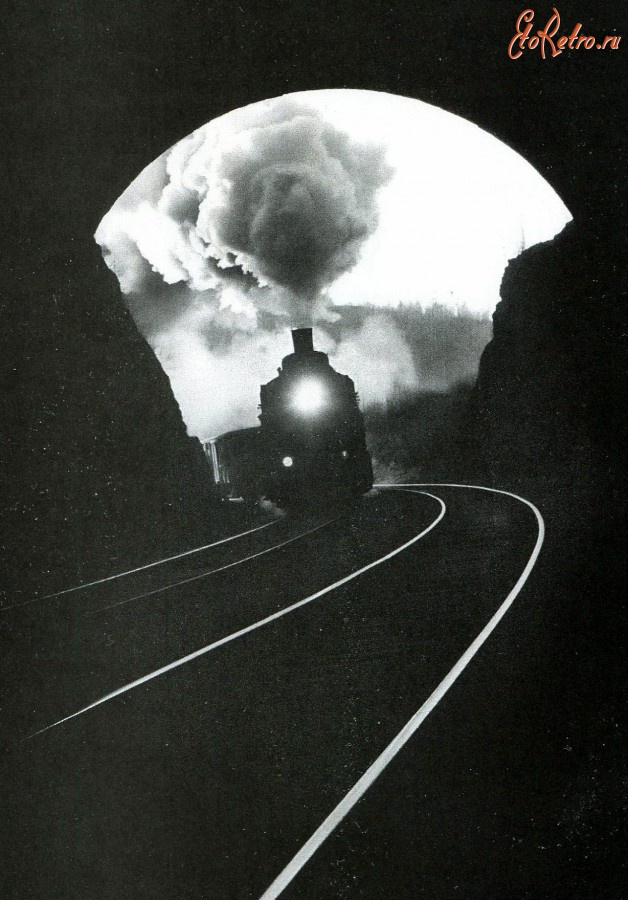 Железная дорога (поезда, паровозы, локомотивы, вагоны) - Поезд в портале тоннеля
