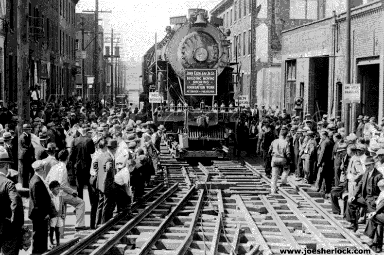 Железная дорога (поезда, паровозы, локомотивы, вагоны) - Паровоз завода Балдвин на Vine Street,Филадельфия,США