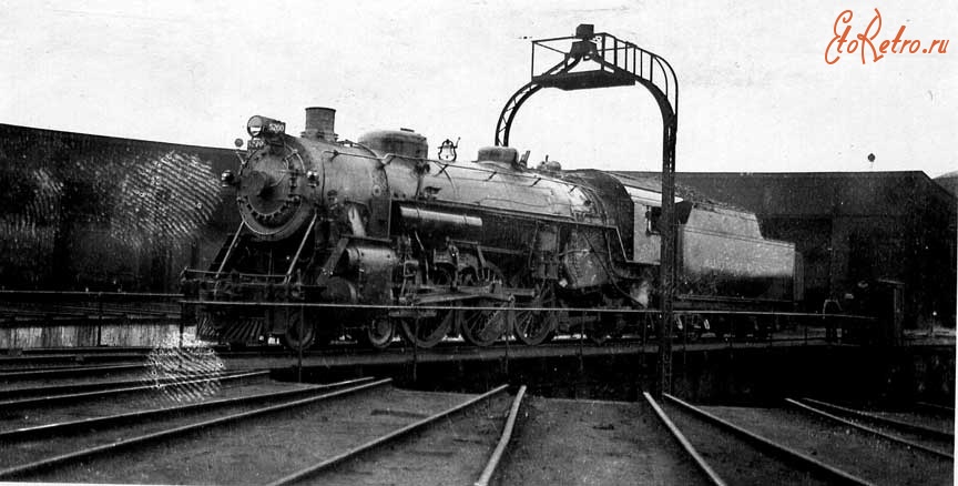 Железная дорога (поезда, паровозы, локомотивы, вагоны) - Паровоз №5200 типа 2-3-1 Балтимор и Огайо ж.д. на поворотном круге   .