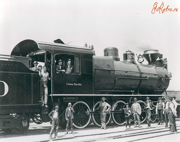 Железная дорога (поезда, паровозы, локомотивы, вагоны) - Паровоз №1500 типа 2-4-0 Юнион Пасифик ж.д.