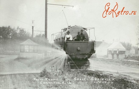 Железная дорога (поезда, паровозы, локомотивы, вагоны) - Поливальный трамвай на Джаспер-авеню,Эдмонтон,Канада