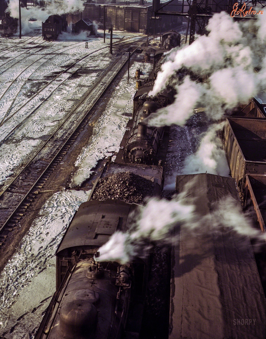 Железная дорога (поезда, паровозы, локомотивы, вагоны) - Паровозы Чикаго и Северо-Западной  ж.д. на экипировке