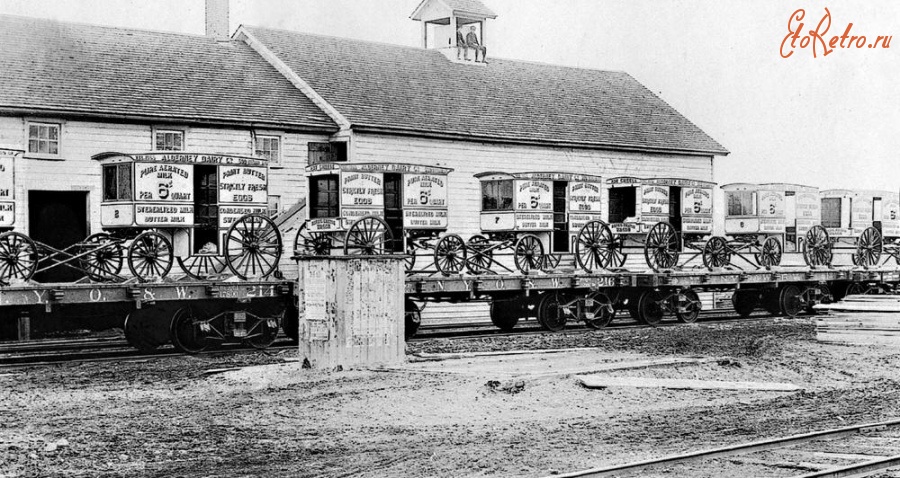 Железная дорога (поезда, паровозы, локомотивы, вагоны) - Отгрузка молочных фургонов с завода
