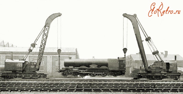 Железная дорога (поезда, паровозы, локомотивы, вагоны) - Паровые краны №1 и №2 с 97-тонным паровозом