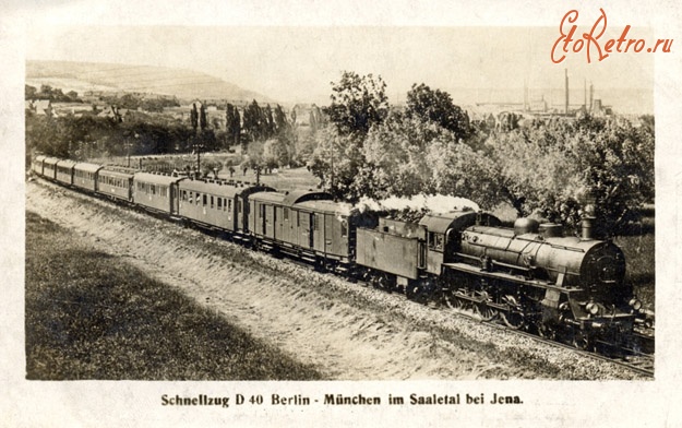 Железная дорога (поезда, паровозы, локомотивы, вагоны) - Скорый поезд Берлин-Мюнхен близ Йены