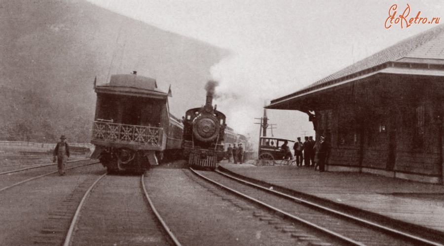 Железная дорога (поезда, паровозы, локомотивы, вагоны) - Станция железной дороги Ольстер и Делавер (U&D) в горах Катскилл
