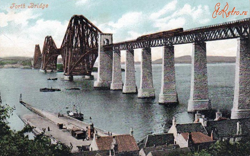 Железная дорога (поезда, паровозы, локомотивы, вагоны) - Железнодорожный мост через залив  Ферт-оф-Форт (Форт-Бридж)