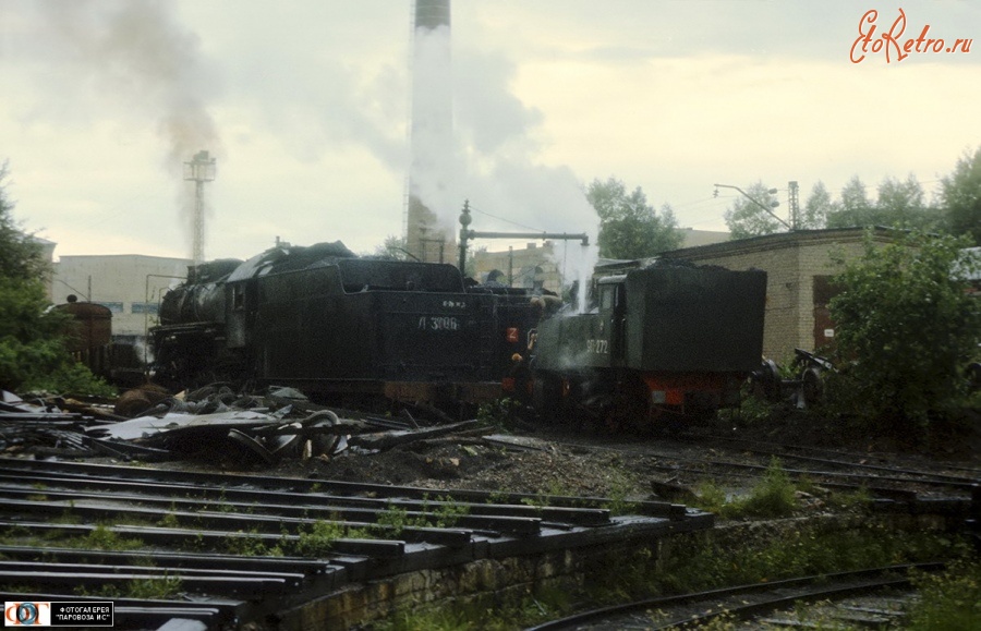 Железная дорога (поезда, паровозы, локомотивы, вагоны) - Паровоз Л-3006 и танк-паровоз 9Пм-272 в депо Златоуст