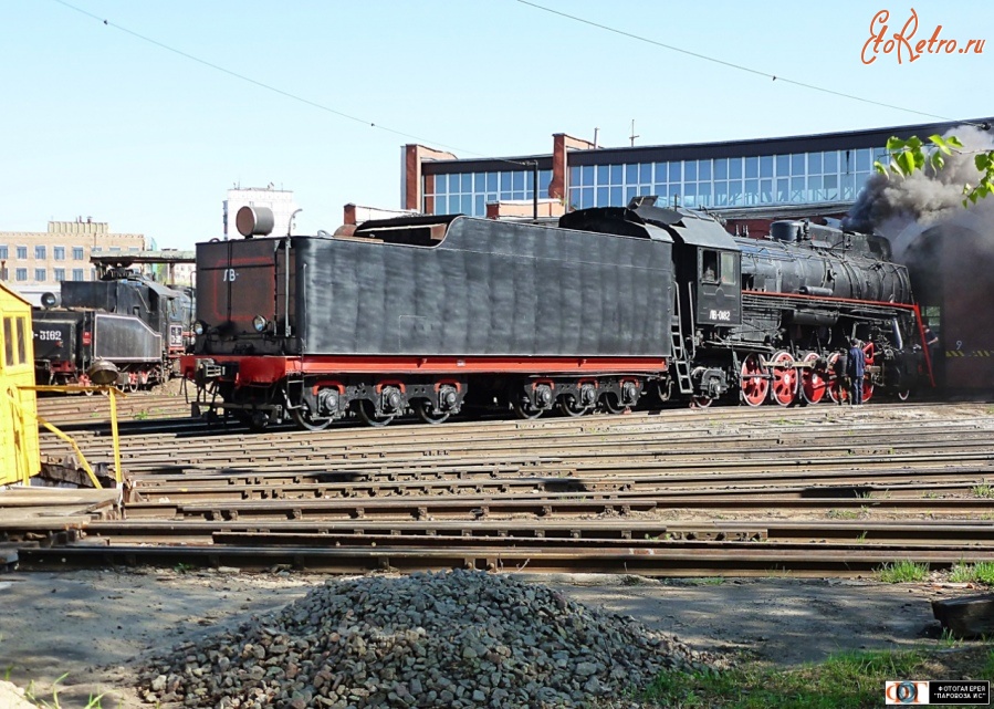 Железная дорога (поезда, паровозы, локомотивы, вагоны) - Паровоз ЛВ-0182 в депо Подмосковная