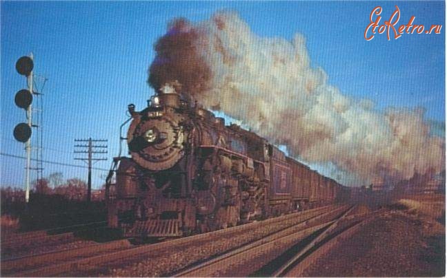 Железная дорога (поезда, паровозы, локомотивы, вагоны) - Паровоз №3716 с поездом в Белмонте,штат Массачусетс