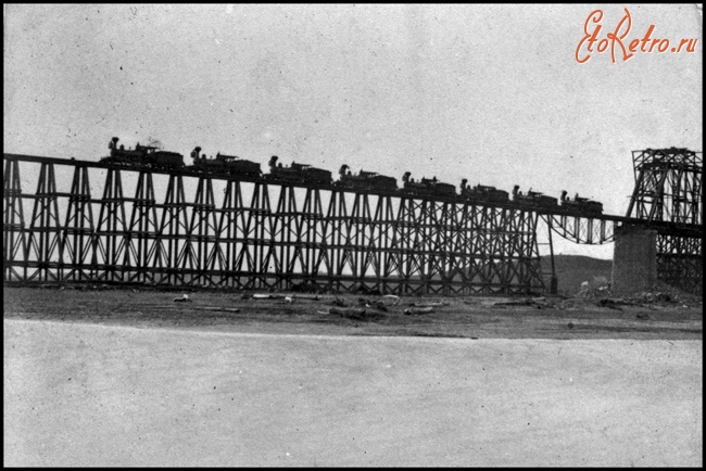 Железная дорога (поезда, паровозы, локомотивы, вагоны) - Испытание моста через р.Миссури близ Бисмарка,штат Северная Дакота