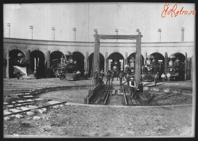 Железная дорога (поезда, паровозы, локомотивы, вагоны) - Депо и поворотный круг,Билингс,штат Монтана