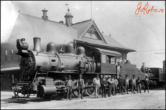 Железная дорога (поезда, паровозы, локомотивы, вагоны) - Паровоз №11 типа 0-3-0 в депо Лос-Анджелеса