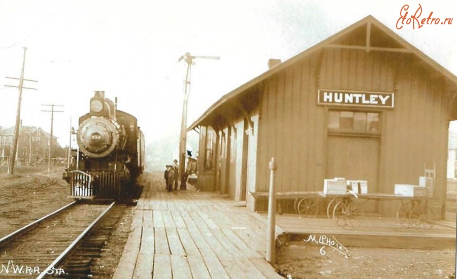 Железная дорога (поезда, паровозы, локомотивы, вагоны) - Станция Хантли Чикаго и Северо-Западная ж.д.