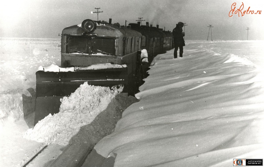 Железная дорога (поезда, паровозы, локомотивы, вагоны) - Снегоборьба на линии Пугачёвск - Погромное